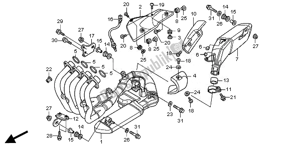 Alle onderdelen voor de Uitlaatdemper van de Honda CBR 600 FA 2011