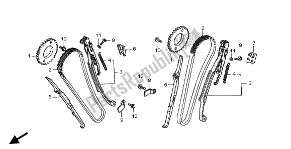 Tutte le parti per il Catena A Camme E Tenditore del Honda VT 750 DC 2002