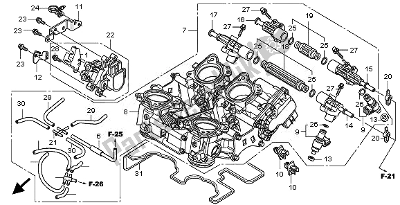 Wszystkie części do Korpus Przepustnicy Honda VFR 1200 FDA 2010