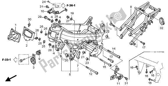 Toutes les pièces pour le Corps De Châssis du Honda VTR 1000 SP 2006