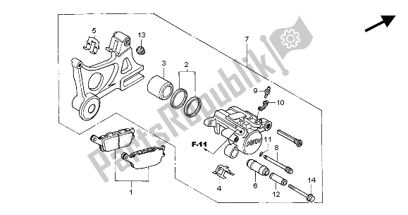 Toutes les pièces pour le étrier De Frein Arrière du Honda CBR 600 RR 2004