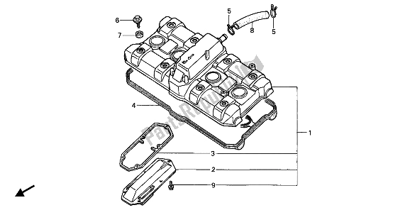 All parts for the Cylinder Head Cover of the Honda CBR 1000F 1993