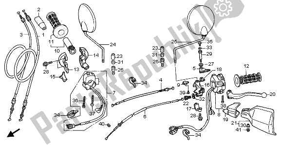 All parts for the Switch & Cable & Lever of the Honda XL 1000V 2003