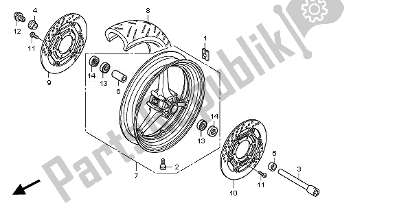 All parts for the Front Wheel of the Honda CBR 1000 RR 2011