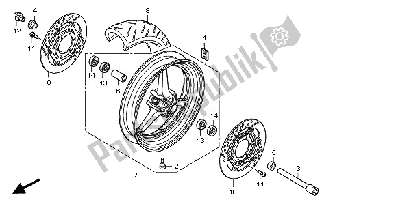 All parts for the Front Wheel of the Honda CBR 1000 RR 2011