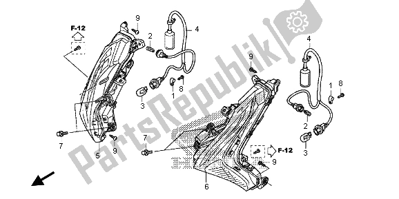 Alle onderdelen voor de Voorste Knipperlicht van de Honda SH 125 2013