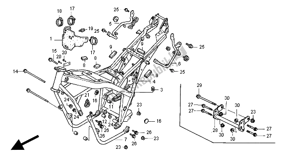 Alle onderdelen voor de Frame Lichaam van de Honda CB 500S 2000