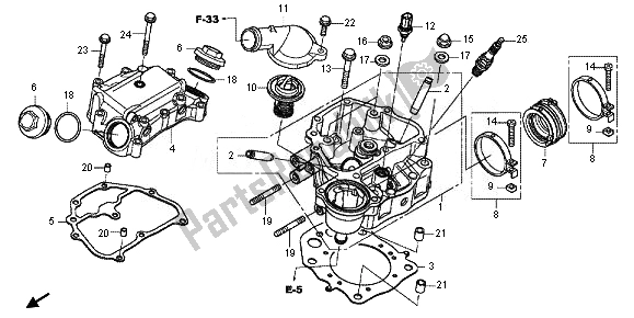 All parts for the Cylinder Head of the Honda TRX 420 FE Fourtrax Rancher 4X4 ES 2011