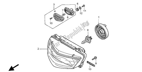 Todas as partes de Farol (reino Unido) do Honda VTR 1000F 1997