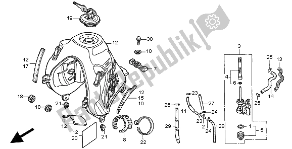 Alle onderdelen voor de Benzinetank van de Honda NX 650 1997