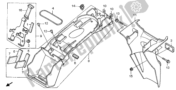Tutte le parti per il Parafango Posteriore del Honda XL 1000V 2006