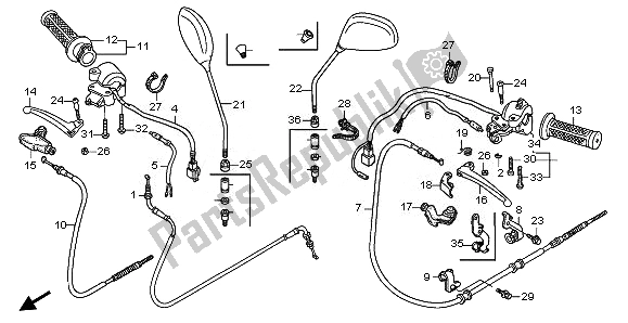 All parts for the Handle Lever & Switch Cable of the Honda NPS 50 2011