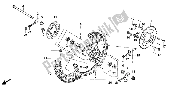 Toutes les pièces pour le Roue Arrière du Honda CR 85R SW 2004