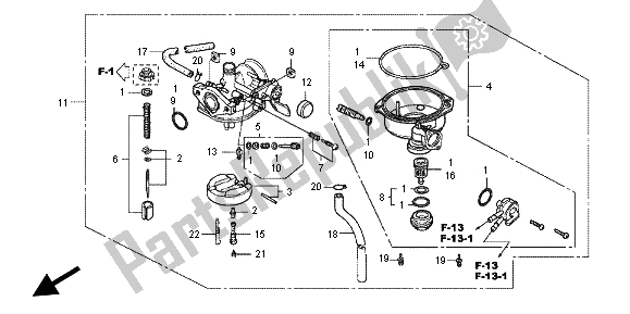 All parts for the Carburetor of the Honda TRX 90 2012