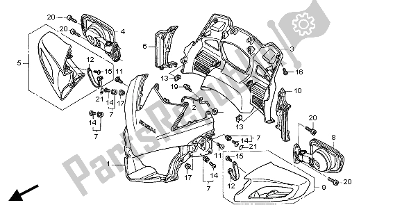 All parts for the Upper Cowl of the Honda ST 1300 2004