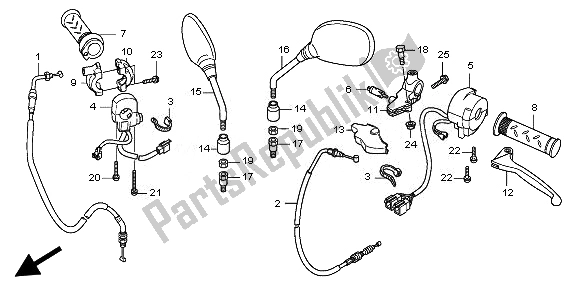 Toutes les pièces pour le Levier De Poignée Et Interrupteur Et Câble du Honda CBF 125M 2010