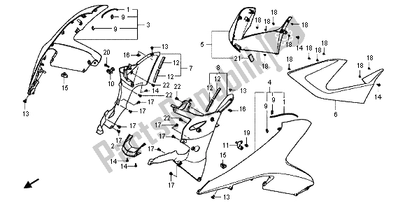 All parts for the Side Cowl of the Honda VFR 800X 2012