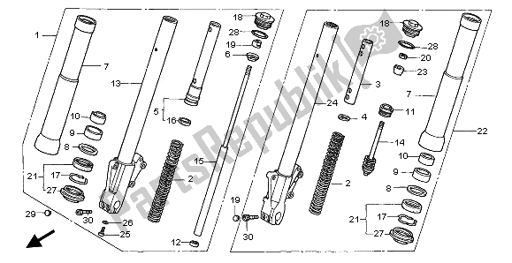 Toutes les pièces pour le Fourche Avant du Honda VTX 1800C 2003