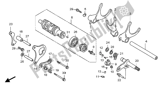 All parts for the Gearshift Drum & Gearshift Fork of the Honda CB 1300A 2007