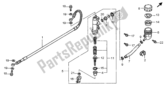 Todas as partes de Rr. Cilindro Mestre De Freio do Honda CR 250R 2000