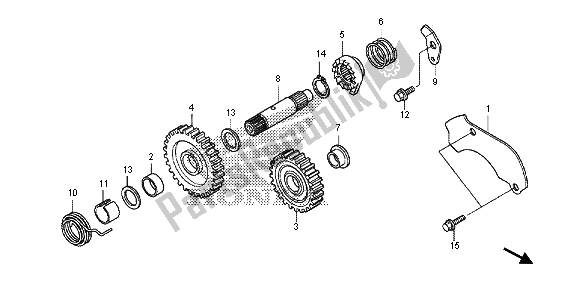 All parts for the Kickstarter Spindle of the Honda CRF 150 RB LW 2013