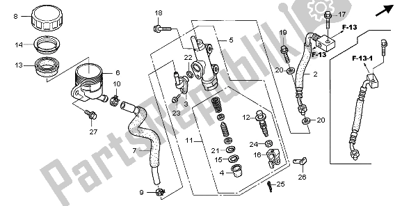 Todas as partes de Rr. Cilindro Mestre De Freio do Honda NT 700V 2006