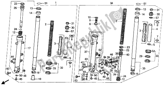 Todas as partes de Garfo Dianteiro do Honda VFR 750F 1987