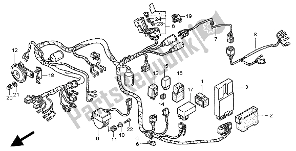 All parts for the Wire Harness of the Honda GL 1500C 1998