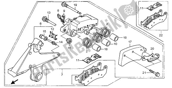 All parts for the Rear Brake Caliper of the Honda CBR 1000F 1999