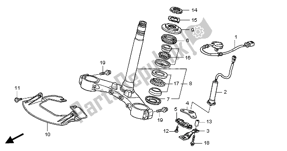 All parts for the Steering Stem of the Honda GL 1800A 2001