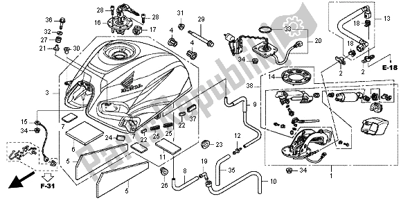 All parts for the Fuel Tank of the Honda CBR 600 FA 2012