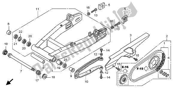 All parts for the Swingarm & Chain Case of the Honda CB 1300 2009