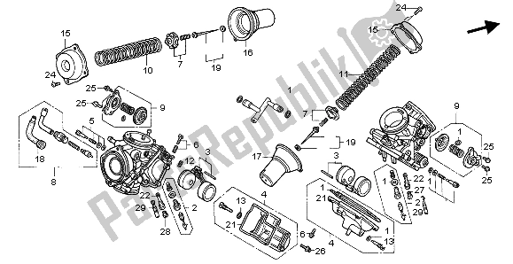 Todas las partes para Carburador (componentes) de Honda VT 1100C2 1998