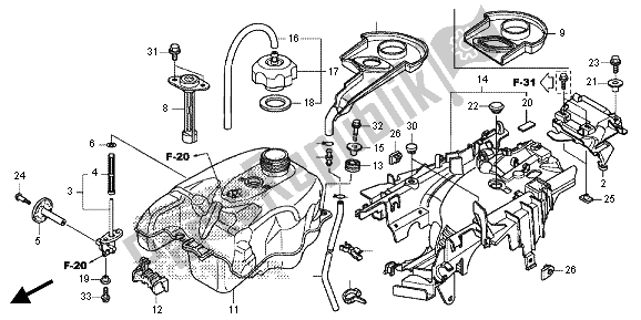 All parts for the Fuel Tank of the Honda TRX 420 FE Fourtrax Rancher 4X4 ES 2013