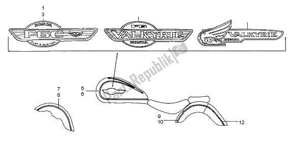 Tutte le parti per il Striscia E Segna del Honda GL 1500C 1997