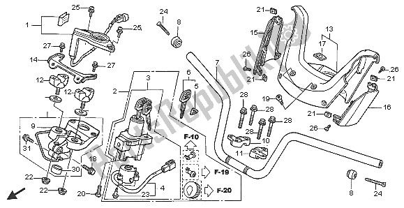 All parts for the Handle Pipe & Handle Cover of the Honda FJS 600D 2005