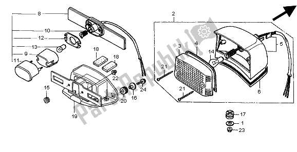 All parts for the Taillight of the Honda CMX 250C 1999