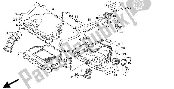 All parts for the Air Cleaner of the Honda NT 650V 1998