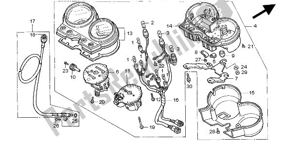 All parts for the Meter (mph) of the Honda CB 500 1999