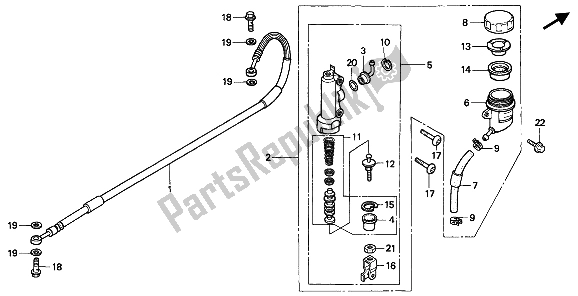 Todas las partes para Cilindro Maestro Del Freno Trasero de Honda CR 500R 2 1992