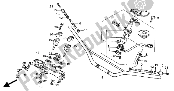 All parts for the Handle Pipe & Top Bridge of the Honda XRV 750 Africa Twin 2000