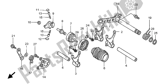 All parts for the Gearshift Drum of the Honda CRF 450X 2009