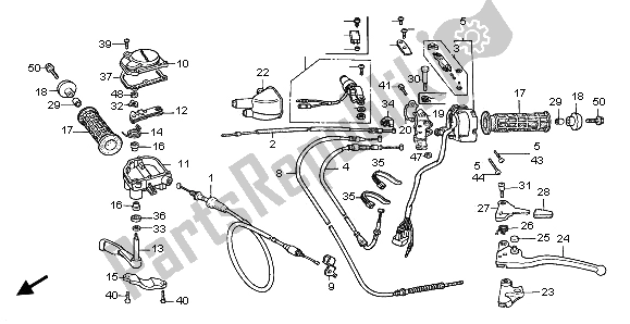 All parts for the Handle Lever & Switch & Cable of the Honda TRX 400 FW Fourtrax Foreman 2002