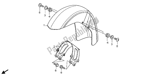 All parts for the Front Fender of the Honda VT 750 CA 2009