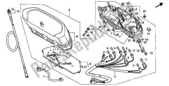 All parts for the Meter (kmh) of the Honda NX 650 1988