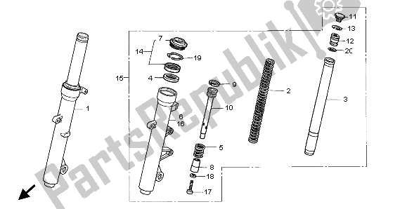 All parts for the Front Fork of the Honda FES 125 2007