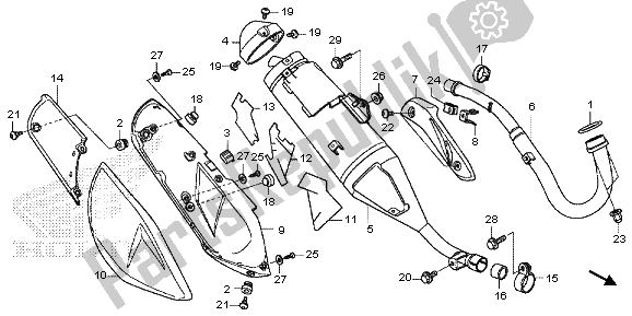 All parts for the Exhaust Muffler of the Honda CRF 250L 2013