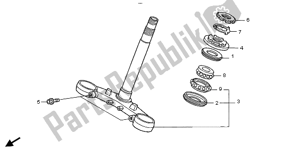 All parts for the Steering Stem of the Honda VFR 800 2003