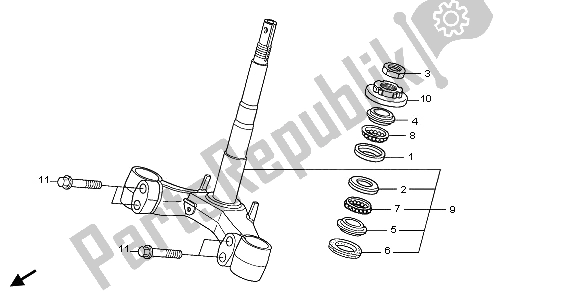 All parts for the Steering Stem of the Honda FES 125A 2009