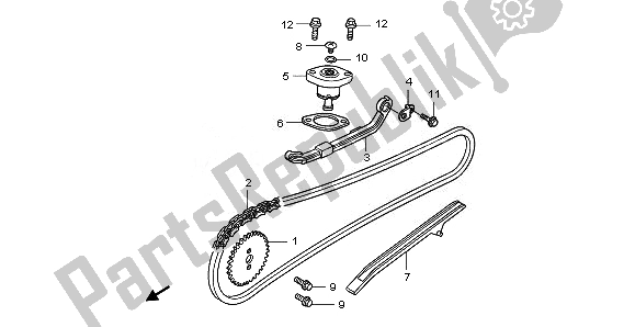All parts for the Cam Chain & Tensioner of the Honda ANF 125 2011